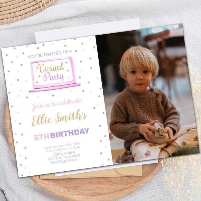 Virtuell födelsedagsinbjudan med foto inbjudningar (Virtual Birthday Invitations with photo)