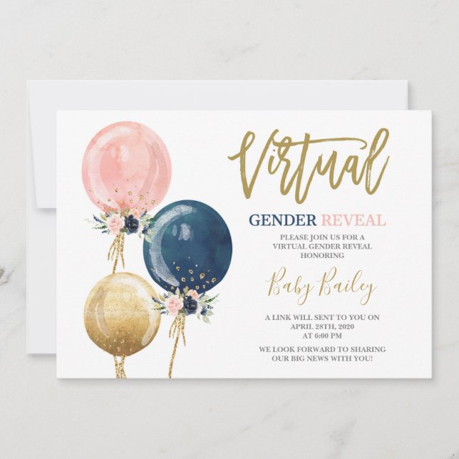Virtuell Gender avslöjar party Inbjudningar (Framsida)