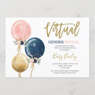 Virtuell Gender avslöjar party Inbjudningar
