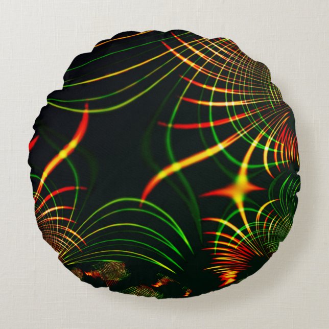 Virtuell grönt löv, Reddistisk "färgad thorn" Rund Kudde (Framsidan)