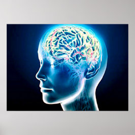 Virtuell human Brain Airbrush Art Poster