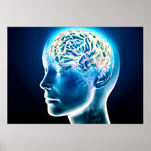Virtuell human Brain Airbrush Art Poster