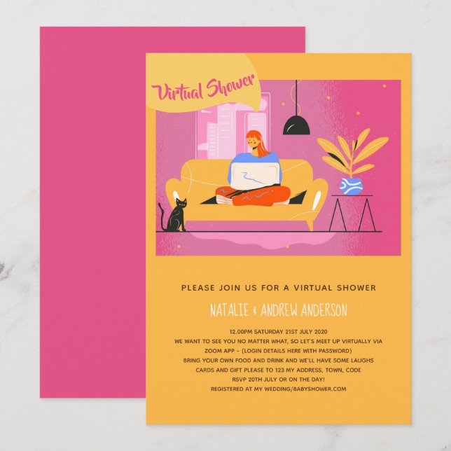 Virtuell inbjudan Baby eller Möhippa, födelsedag (Fram/baksida)