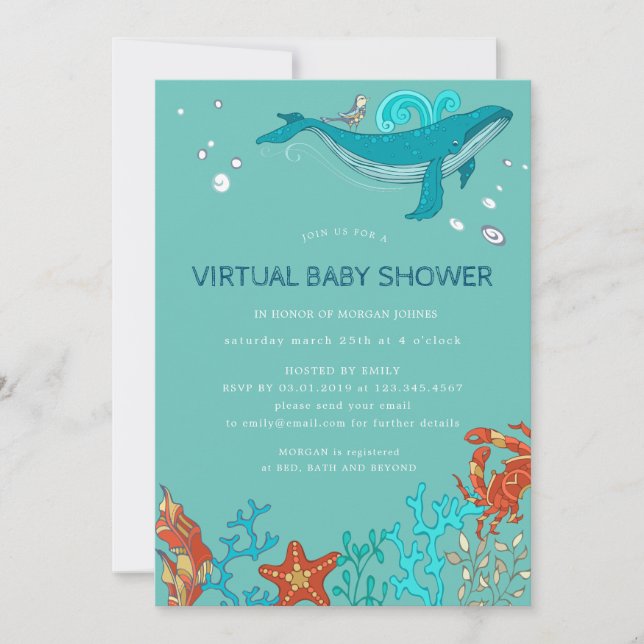 Virtuell inbjudan till  babyduschar i Ocean Party (Framsida)
