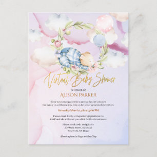 Virtuell inbjudan till Boy Nalle Cute Baby Shower