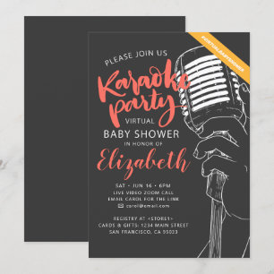 Virtuell Karaoke Party Baby Shower Video Inbjudningar