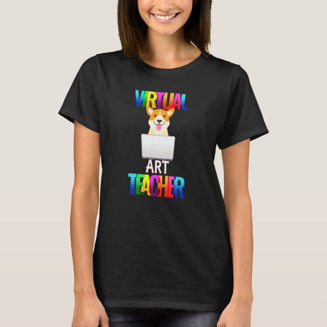 Virtuell konstlärare Corgi Hund T Shirt (Framsida)