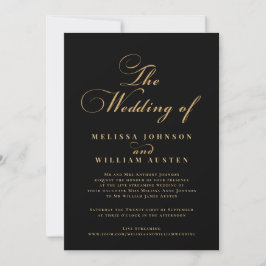 Virtuell Modern Black Guld Typography Bröllop Inbjudningar