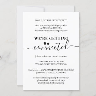 Virtuell modern elegant enkel typografi bröllop inbjudningar