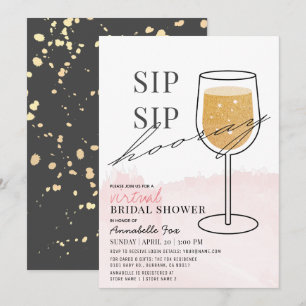 Virtuell Möhippa av sip-häckar med Vin-glas Inbjudningar