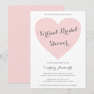 Virtuell Möhippa Cute Pastel Rosa Heart Inbjudningar