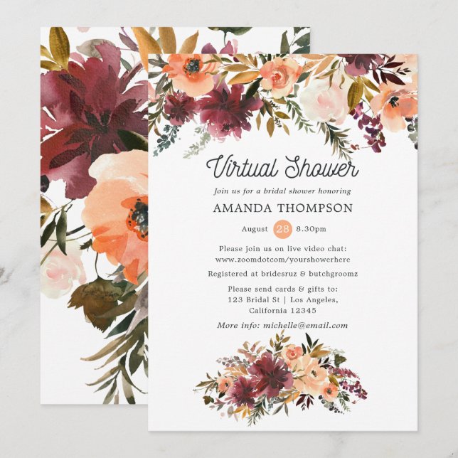 Virtuell Möhippa för banans vattenfärg Inbjudningar (Fram/baksida)