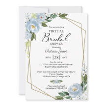 Virtuell Möhippa för Geometric Dusty Blue-Blommigt