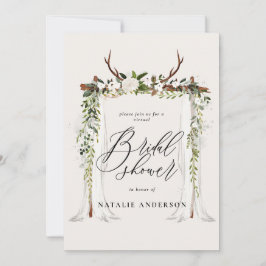 Virtuell möhippa för rustiska antler och bladverk spara datumet