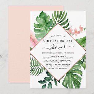 Virtuell Möhippa Tropical Handflatan Geometric Inbjudningar