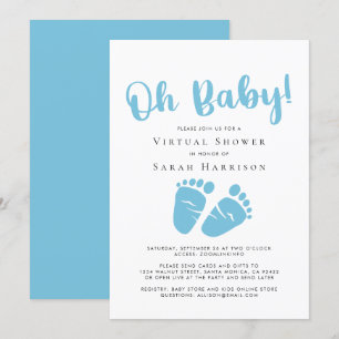 Virtuell Oj Pojke Shower Blue Feet Inbjudningar