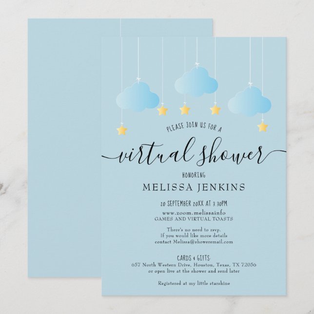 Virtuell Online Avstånd visa med e-post Inbjudningar (Fram/baksida)