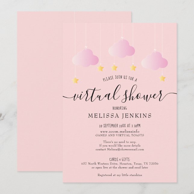 Virtuell Online Avstånd visa med e-post Inbjudningar (Fram/baksida)