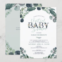 Virtuell Online Baby Shower Navy Blue Sage Greener