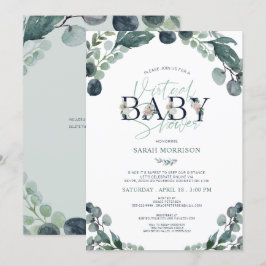 Virtuell Online Baby Shower Navy Blue Sage Greener Inbjudningar