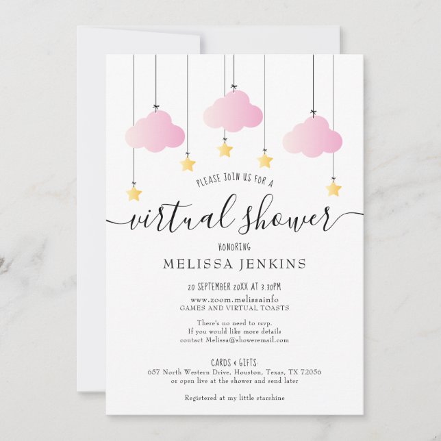 Virtuell Online Bebis Shower På Distans Med Posten Inbjudningar (Framsida)