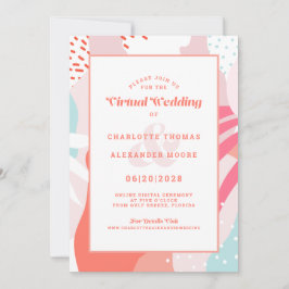 Virtuell Online | Modern Korall Geometrisk Abstrak Inbjudningar