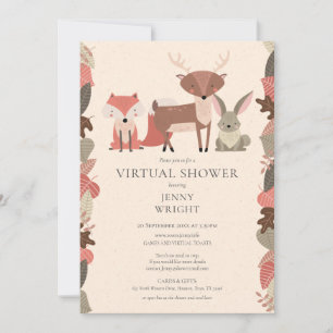Virtuell Online Skogs Djur Baby Shower Inbjudningar