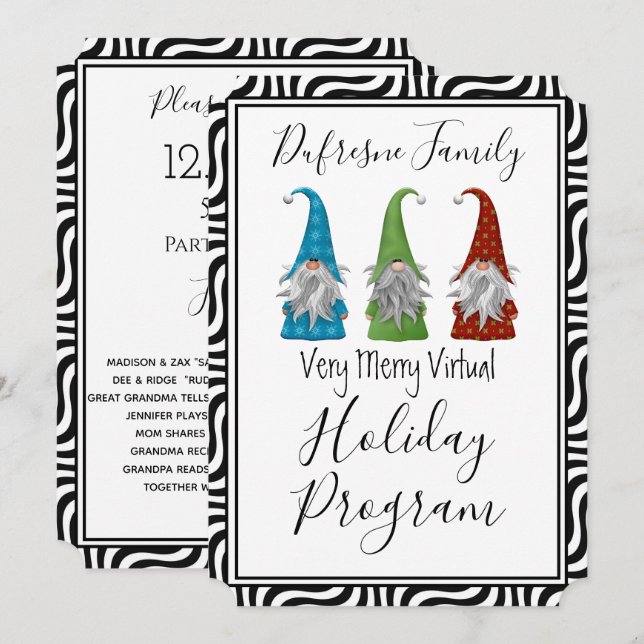 Virtuell programinbjudan för roligt Helgdag Inbjudningar (Fram/baksida)