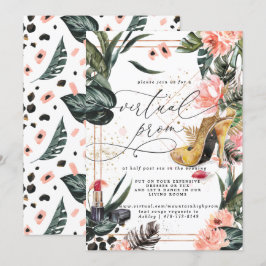 Virtuell Prom Party | Tropical Greenery, Rosa Blom Inbjudningar