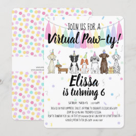 Virtuell Puppy Hund Girl Birthday Pawty Inbjudningar