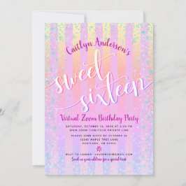 Virtuell Rainbow Ombre Sweet sixteen Birthday Girl Inbjudningar