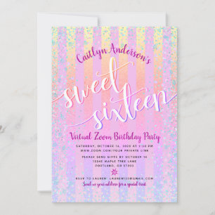 Virtuell Rainbow Ombre Sweet sixteen Birthday Girl Inbjudningar