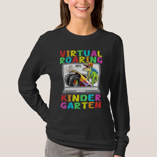 Virtuell Raring Kindergarten Dinosaur T Rex Tillba Shirt (Framsida)