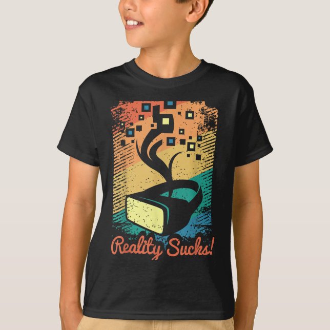 Virtuell realitet grafik Retro-grafik med hög spän T Shirt (Framsida)