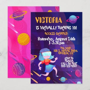 Virtuell Reality Födelsedagsfest GIRL Inbjudningar