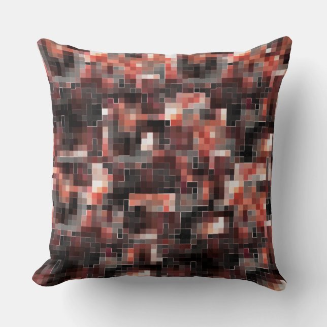 Virtuell ruta stil kvadratisk mosaik i brunt till  kudde (Framsida)