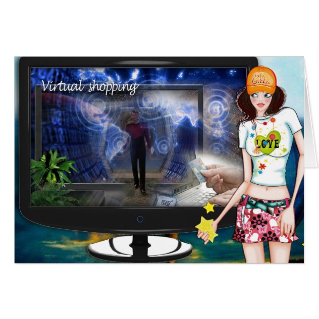 Virtuell shopping hälsningskort (Framsidan Horizontal)