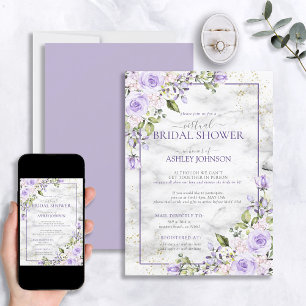Virtuell Shower för Blommigten Lilac Lavender Guld Inbjudningar