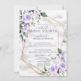 Virtuell Shower för Blommigten Lilac Lavender Guld Inbjudningar