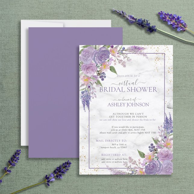 Virtuell Shower för Blommigten Rustic Lavender Lil Inbjudningar (Skapare uppladdad)