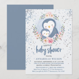 Virtuell Shower för Penguin Boy Baby Inbjudningar