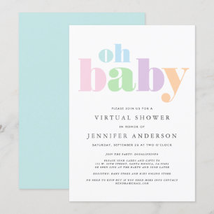 Virtuell Shower   Oh Baby Pastel Minimal Modern Inbjudningar