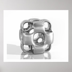 Virtuell skulptur i kubansk polerat aluminium poster