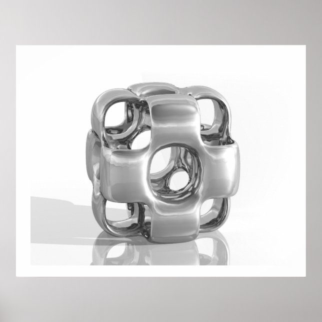 Virtuell skulptur i kubansk polerat aluminium poster (Framsidan)