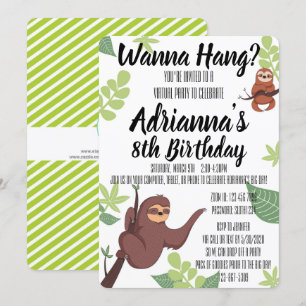 Virtuell Sloth? TemaFödelsedagsfest Inbjudningar