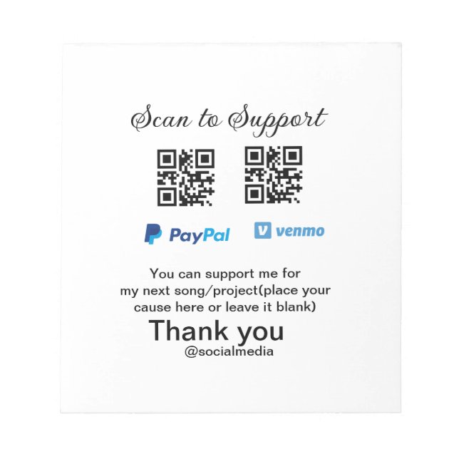 Virtuell spets burk q eller penningdonation PayPal Anteckningsblock (Framsida)