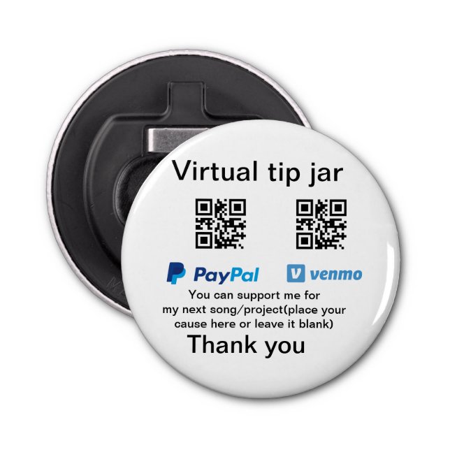 Virtuell spets burk q eller penningdonation PayPal Flasköppnare (Framsidan)