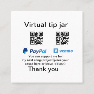 Virtuell spets burk q eller penningdonation PayPal Fyrkantigt Visitkort