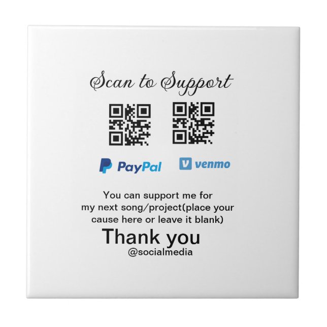 Virtuell spets burk q eller penningdonation PayPal Kakelplatta (Framsidan)