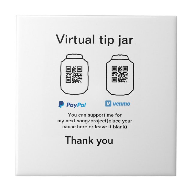 Virtuell spets burk q eller penningdonation PayPal Kakelplatta (Framsidan)